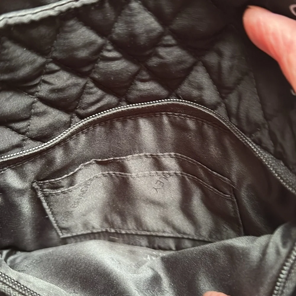 Vera Bradley quilted black pull wristlet